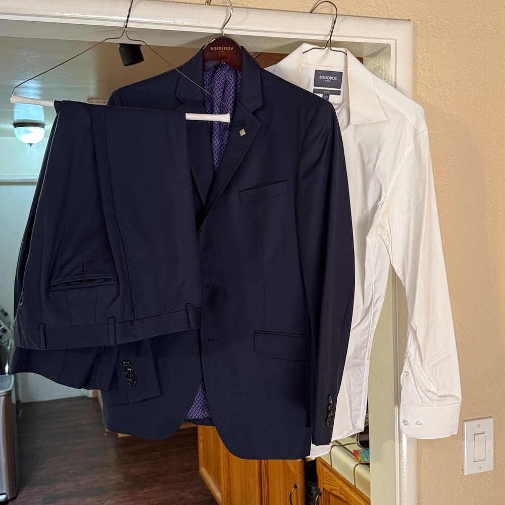 Ted Baker Navy Blue Shirt & Pants with Bonobos Dress Shirt